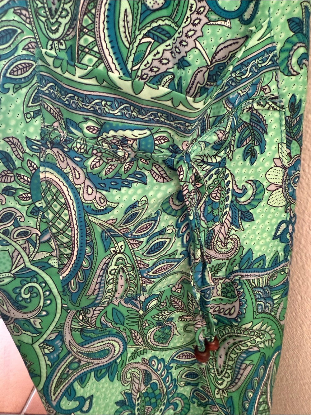 100% Silk Paisley Print Harem Drawstring Pants Made in India - Picture 2 of 6